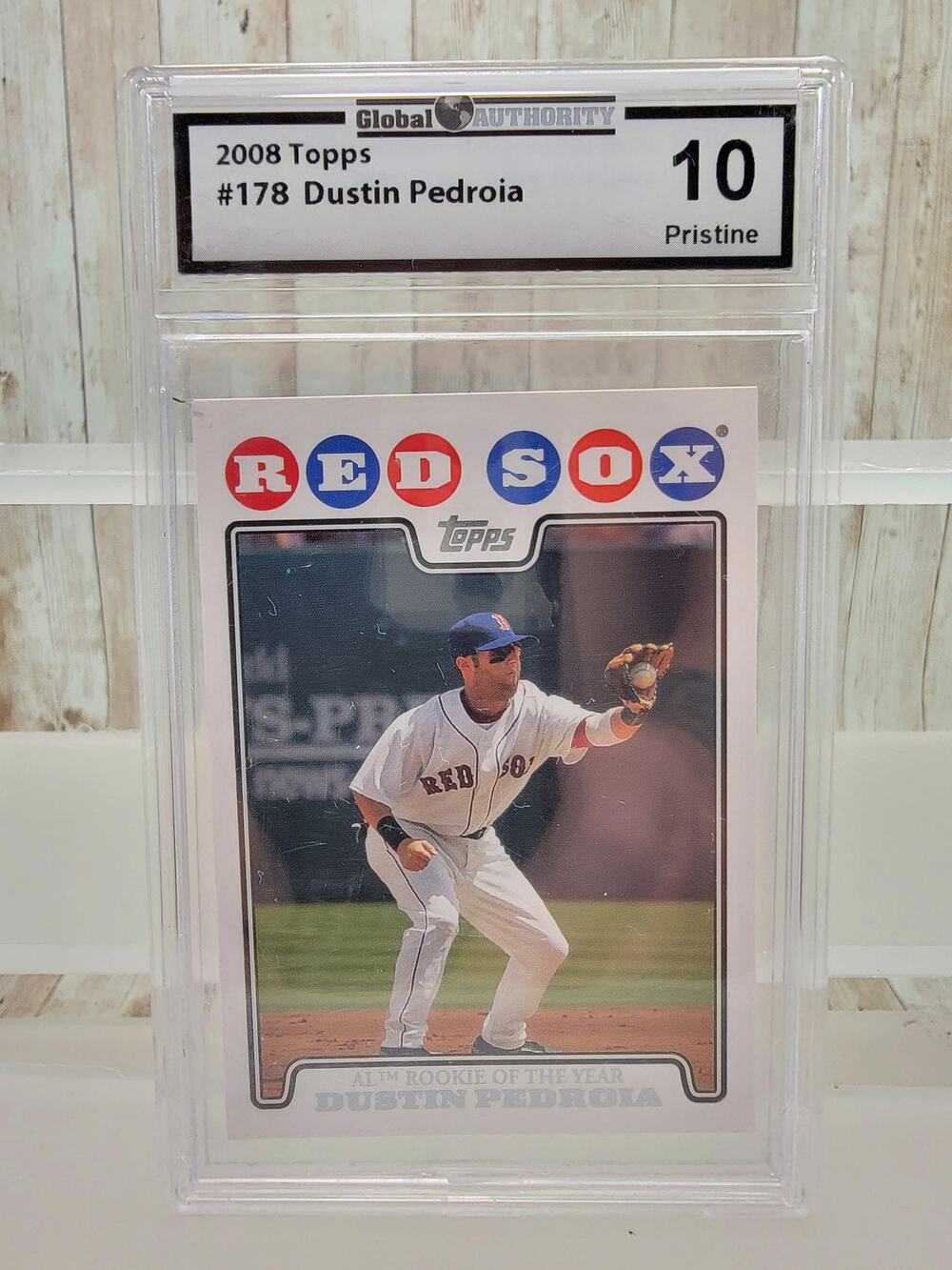 2008 Topps#178 Dustin Pedroia AL Rookie of the Year Global Authority 10